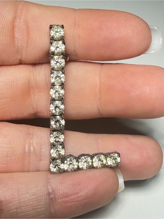 Jewelry - Letter L Rhinestone Brooch Initial Vintage Pin 1.75 inches